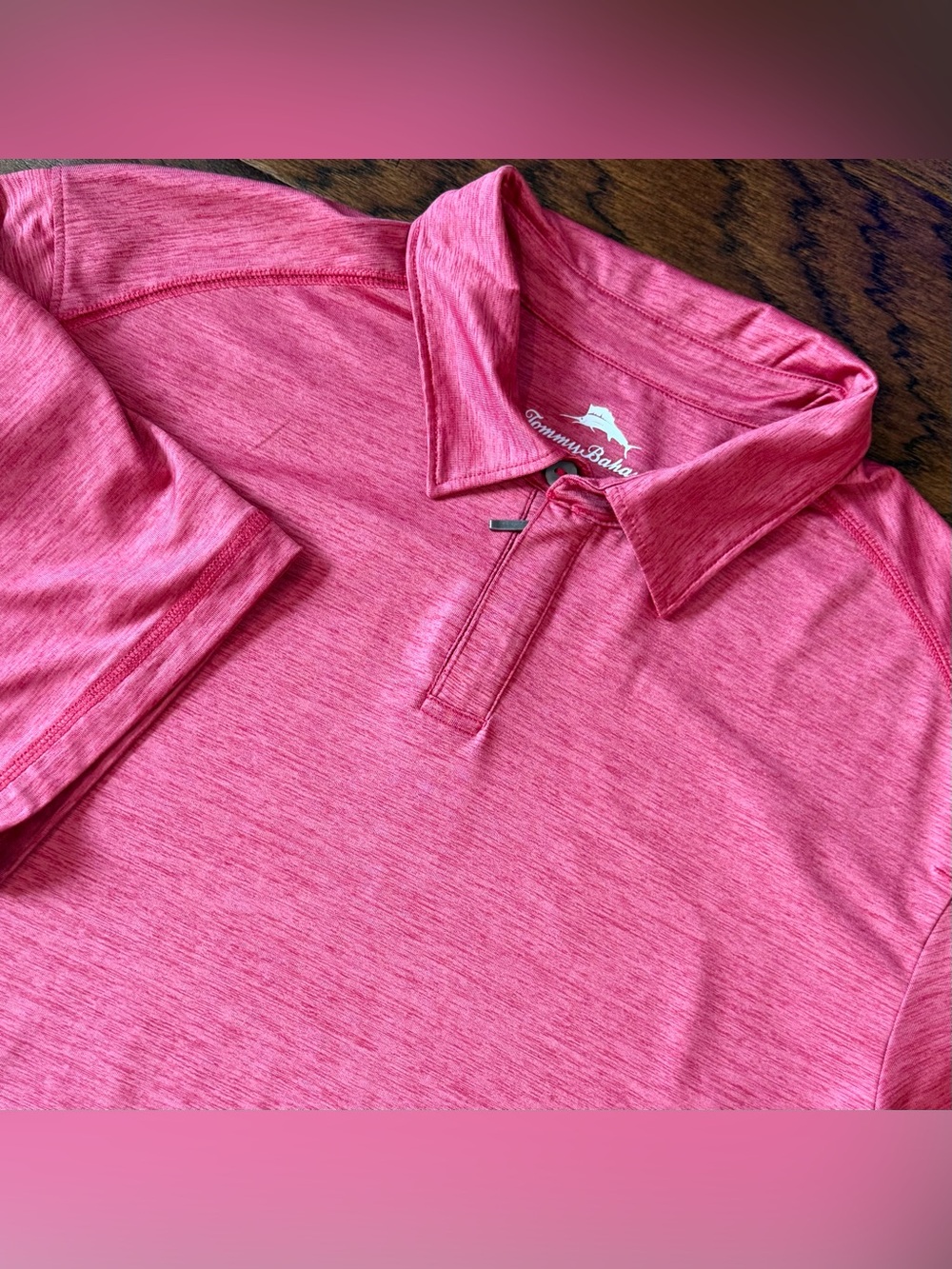 Tommy Bahama Men 1/4 Zip Polo Shirt Short Sleeve Large DarkPink Golf Performance